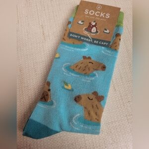 Capybara River Blue Socks Earthbound New Tags